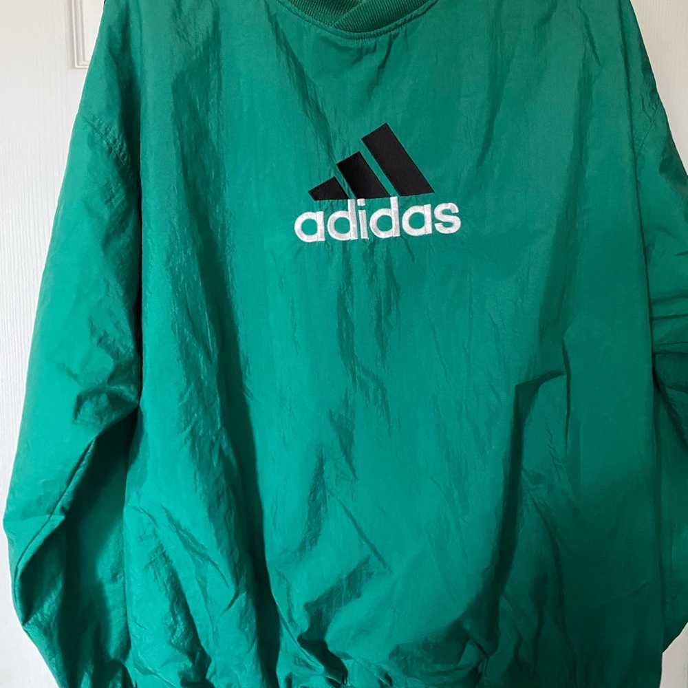 Vintage Adidas Green Pullover Sweatshirt/windbreaker